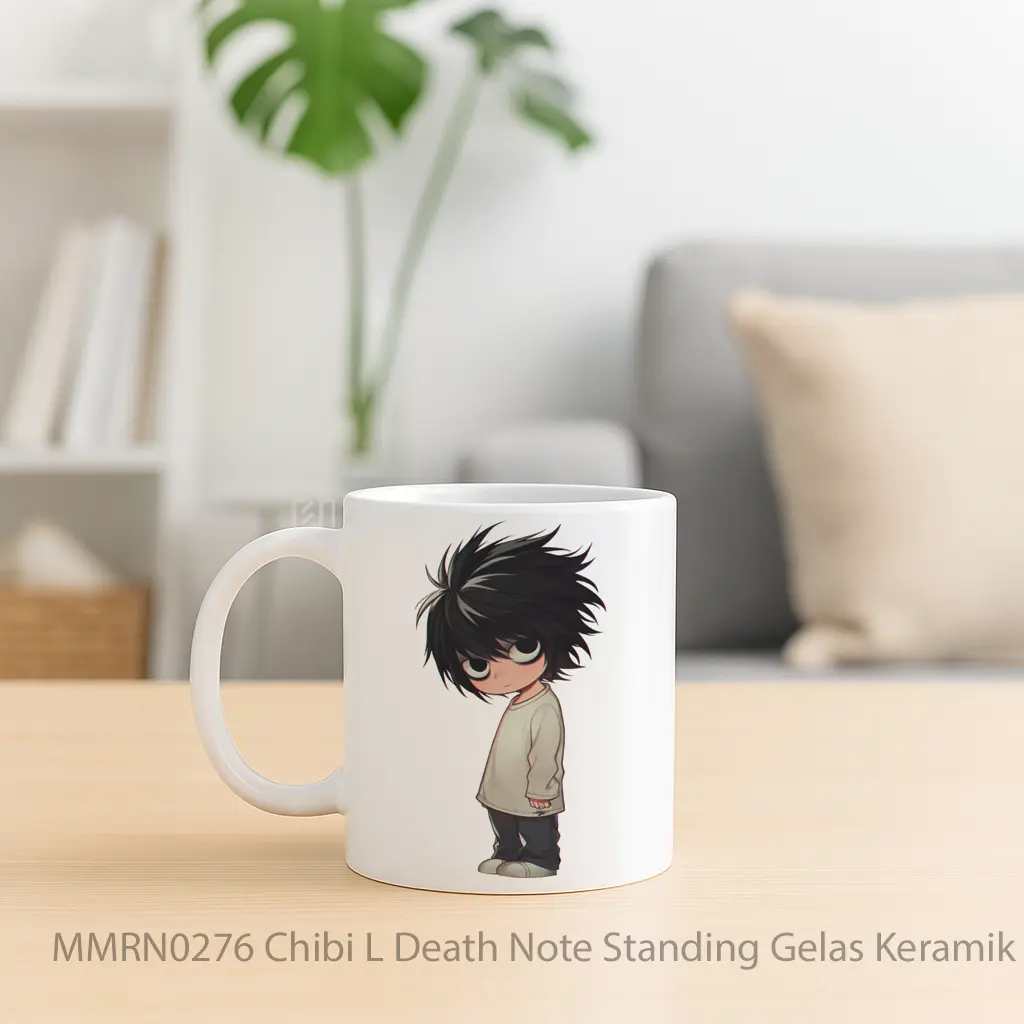 Chibi L Death Note Standing Gelas Keramik Mug - Sudut 2