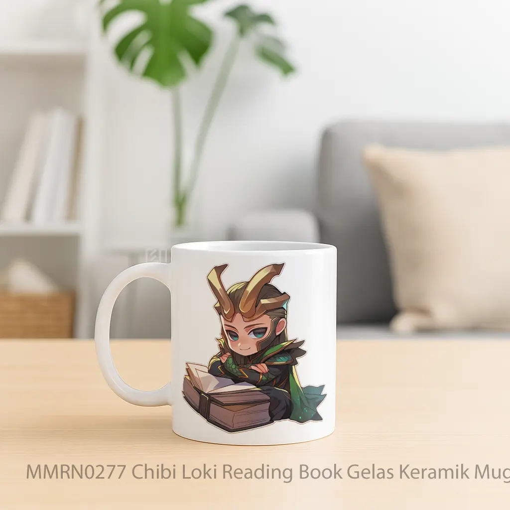 Chibi Loki Reading Book Gelas Keramik Mug - Sudut 2