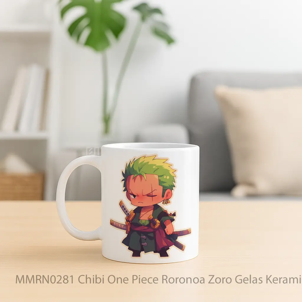 Chibi One Piece Roronoa Zoro Gelas Keramik Mug - Sudut 2