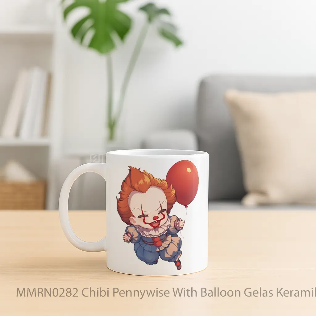 Chibi Pennywise With Balloon Gelas Keramik Mug - Sudut 2