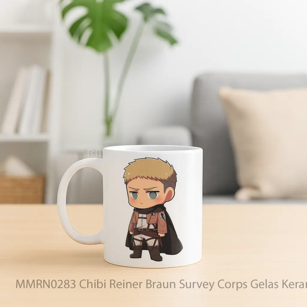 Chibi Reiner Braun Survey Corps Gelas Keramik Mug - Sudut 2