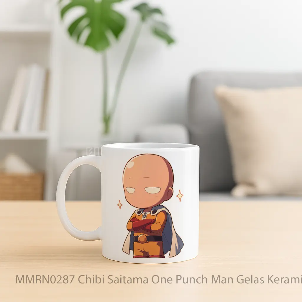 Chibi Saitama One Punch Man Gelas Keramik Mug - Sudut 2