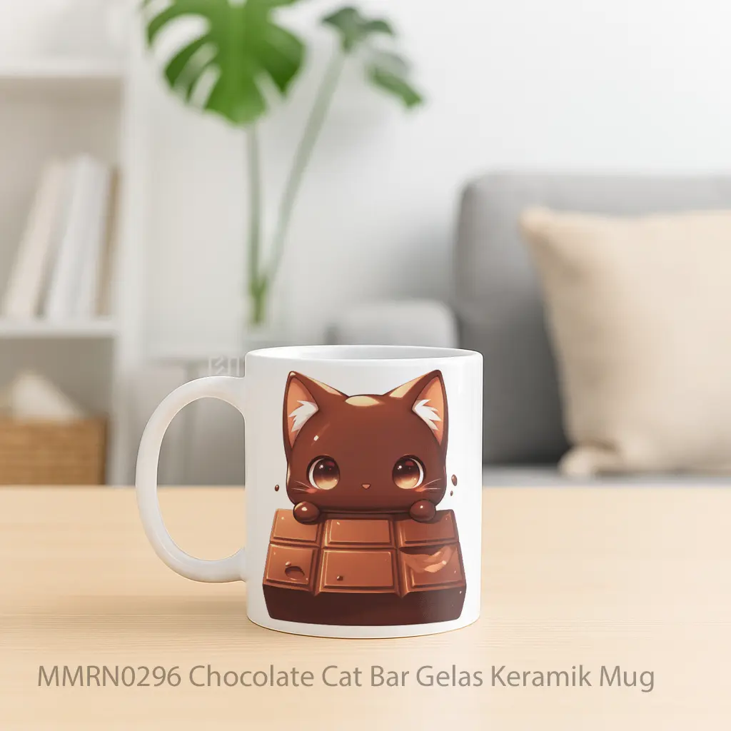 Chocolate Cat Bar Gelas Keramik Mug - Sudut 2