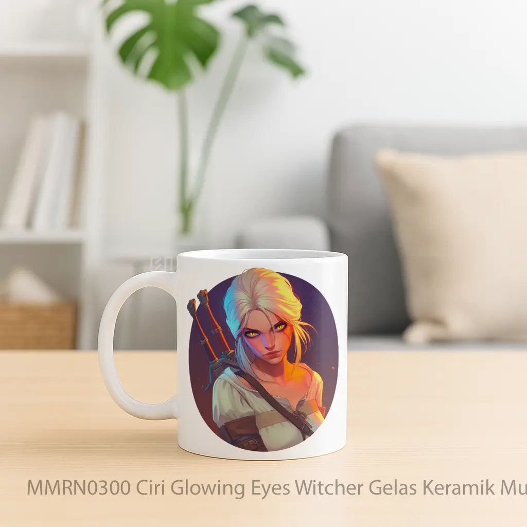 Ciri Glowing Eyes Witcher Gelas Keramik Mug - Sudut 2