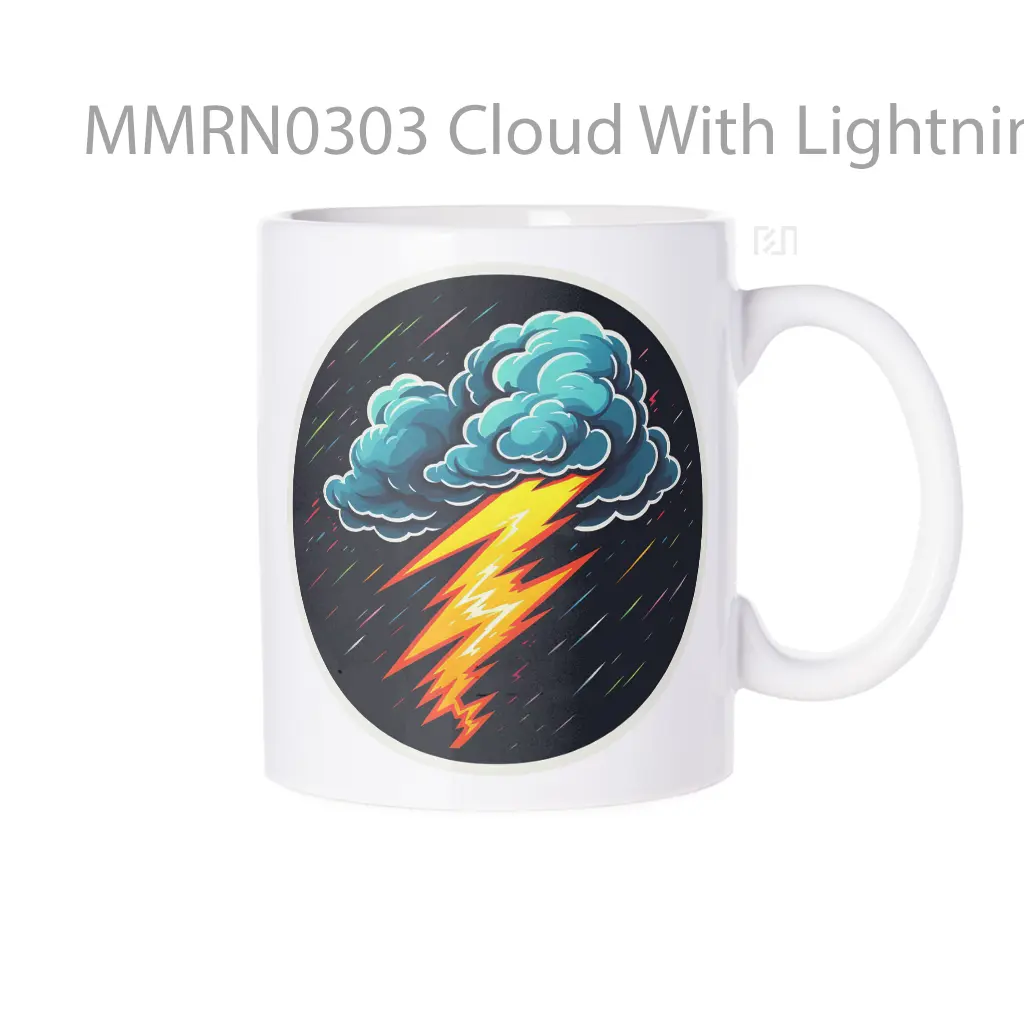 Cloud With Lightning Round Gelas Keramik Mug