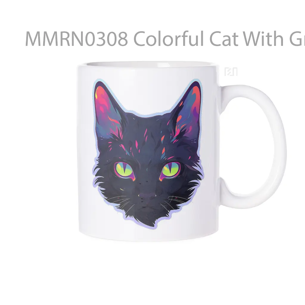Colorful Cat With Green Eyes Gelas Keramik Mug