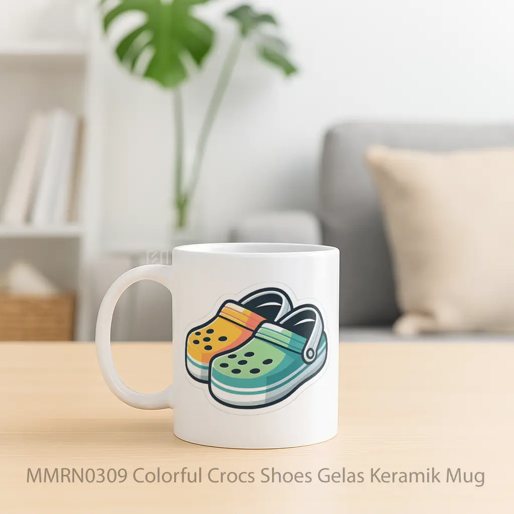 Colorful Crocs Shoes Gelas Keramik Mug - Sudut 2