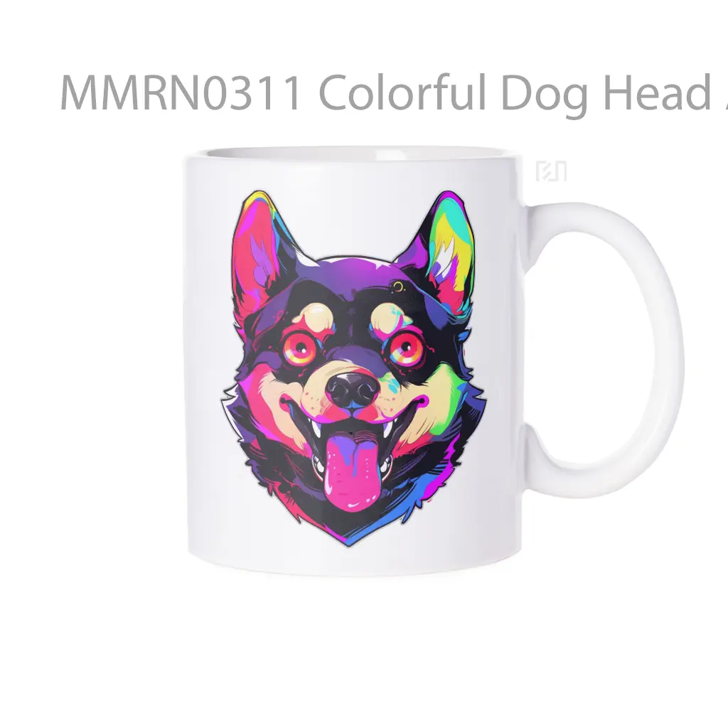 Colorful Dog Head Art Gelas Keramik Mug