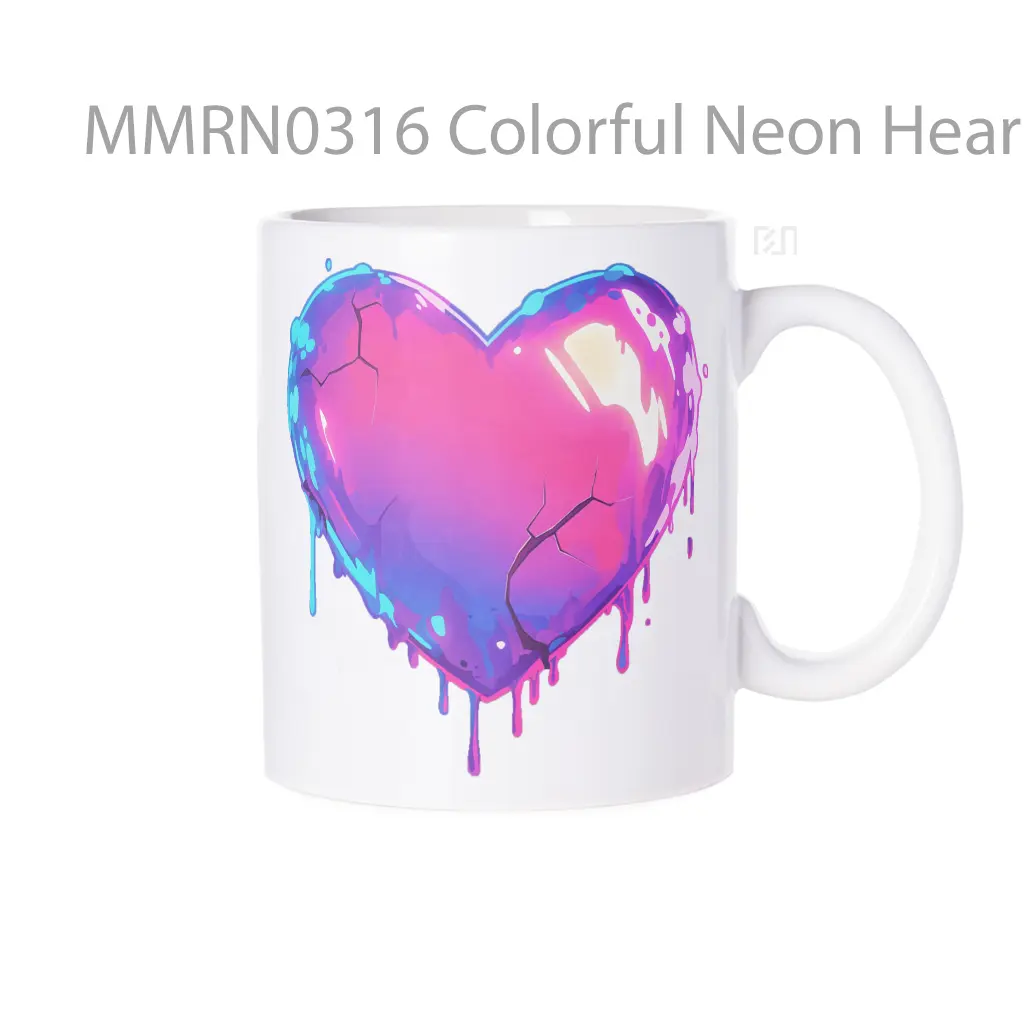 Colorful Neon Heart Gelas Keramik Mug