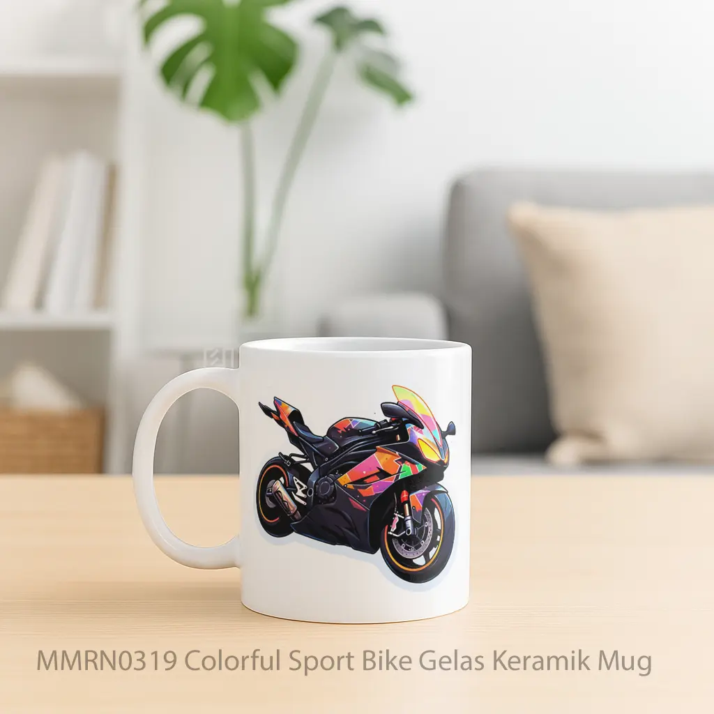 Colorful Sport Bike Gelas Keramik Mug - Sudut 2