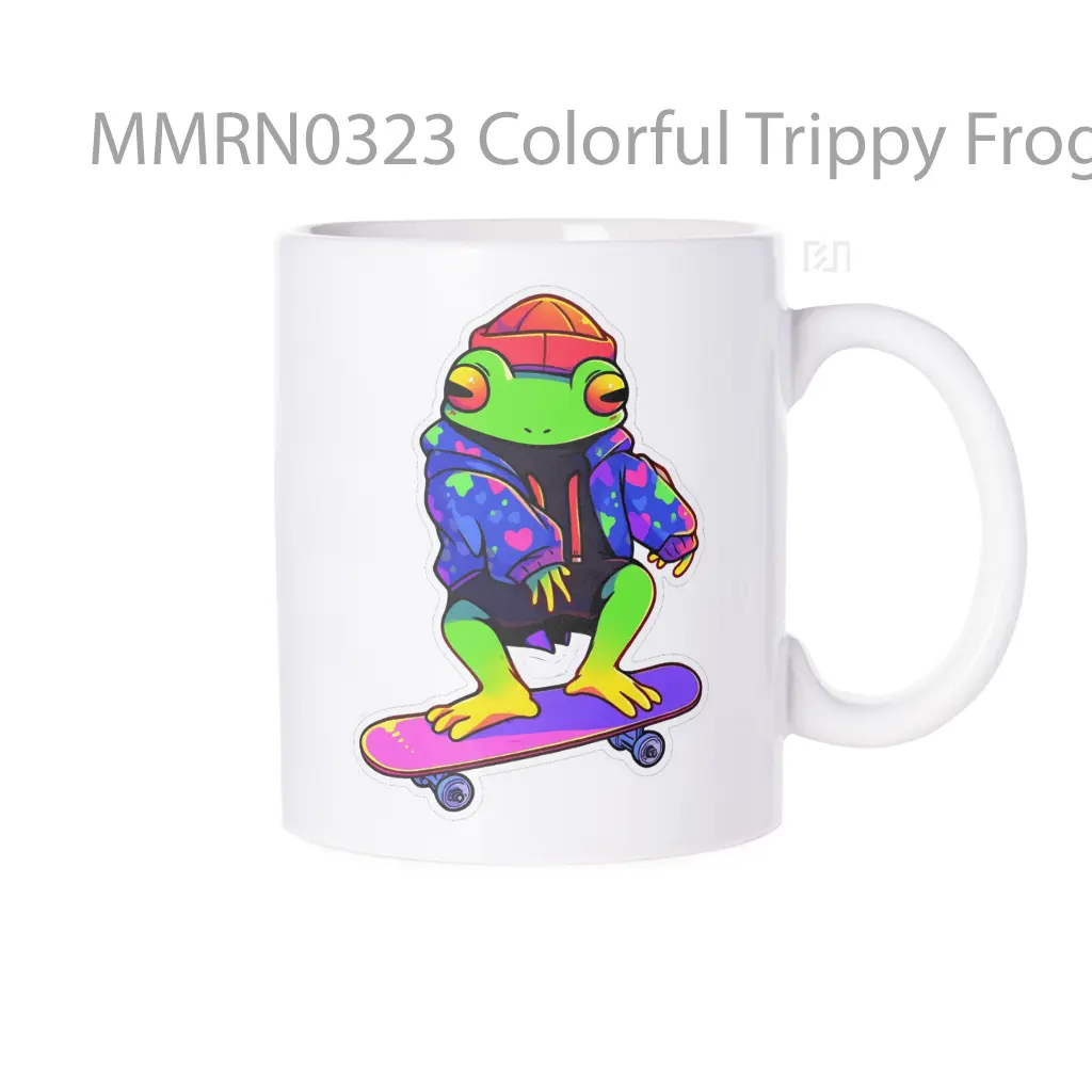 Colorful Trippy Frog On Skateboard Gelas Keramik Mug