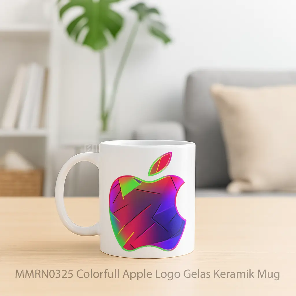 Colorfull Apple Logo Gelas Keramik Mug - Sudut 2