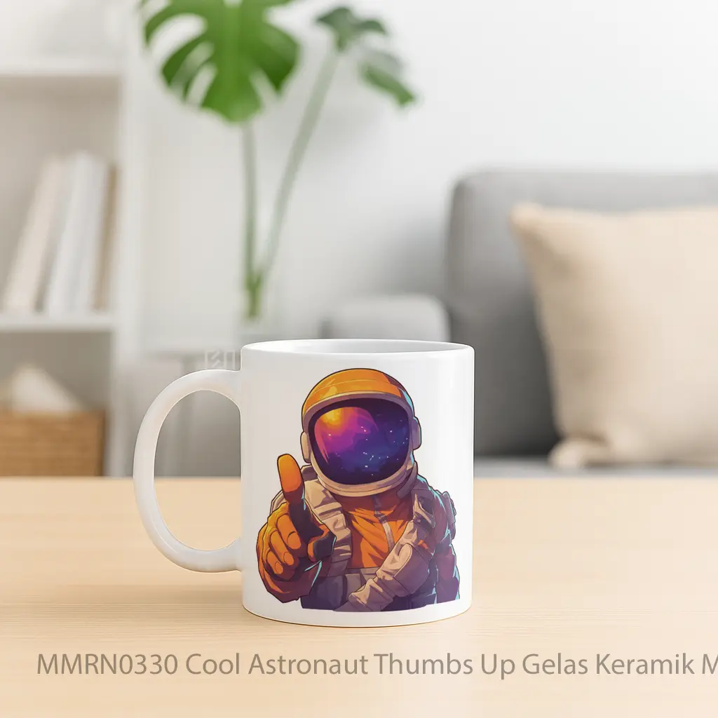 Cool Astronaut Thumbs Up Gelas Keramik Mug - Sudut 2