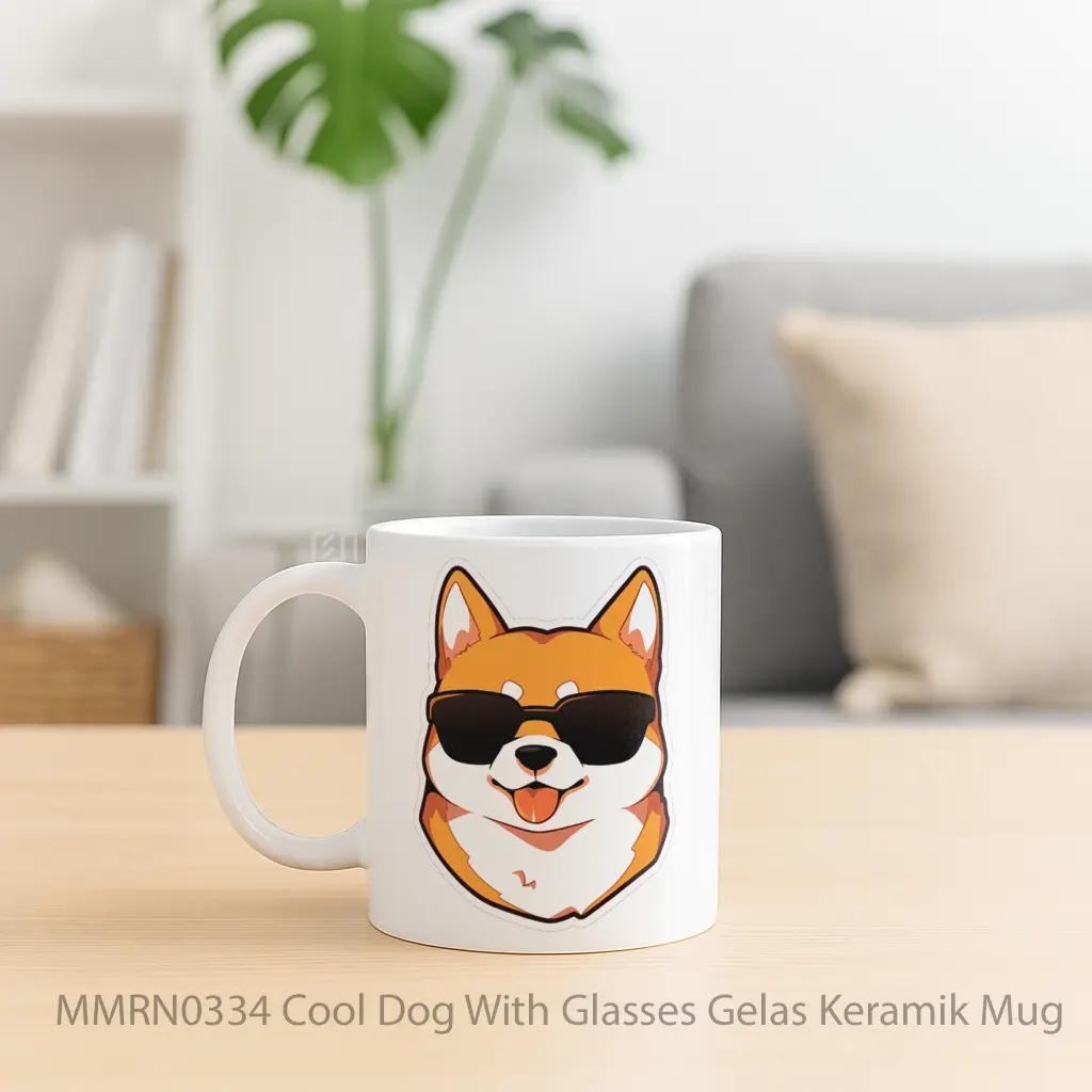 Cool Dog With Glasses Gelas Keramik Mug - Sudut 2