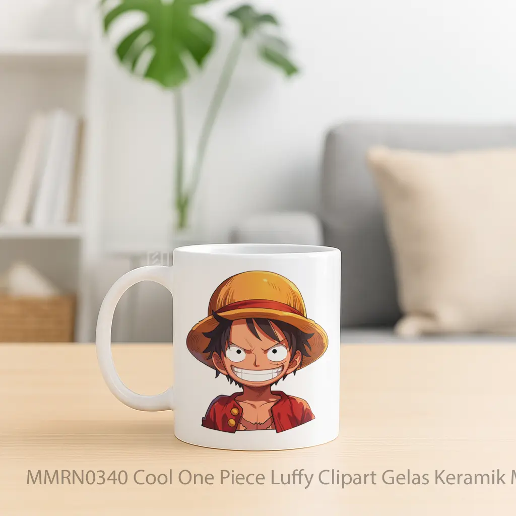 Cool One Piece Luffy Clipart Gelas Keramik Mug - Sudut 2