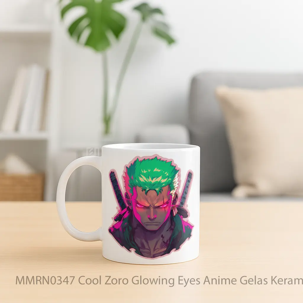 Cool Zoro Glowing Eyes Anime Gelas Keramik Mug - Sudut 2
