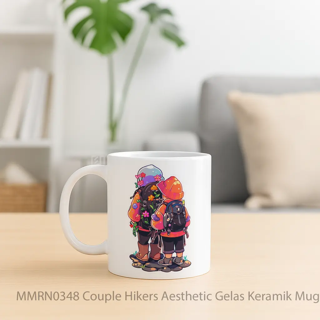 Couple Hikers Aesthetic Gelas Keramik Mug - Sudut 2