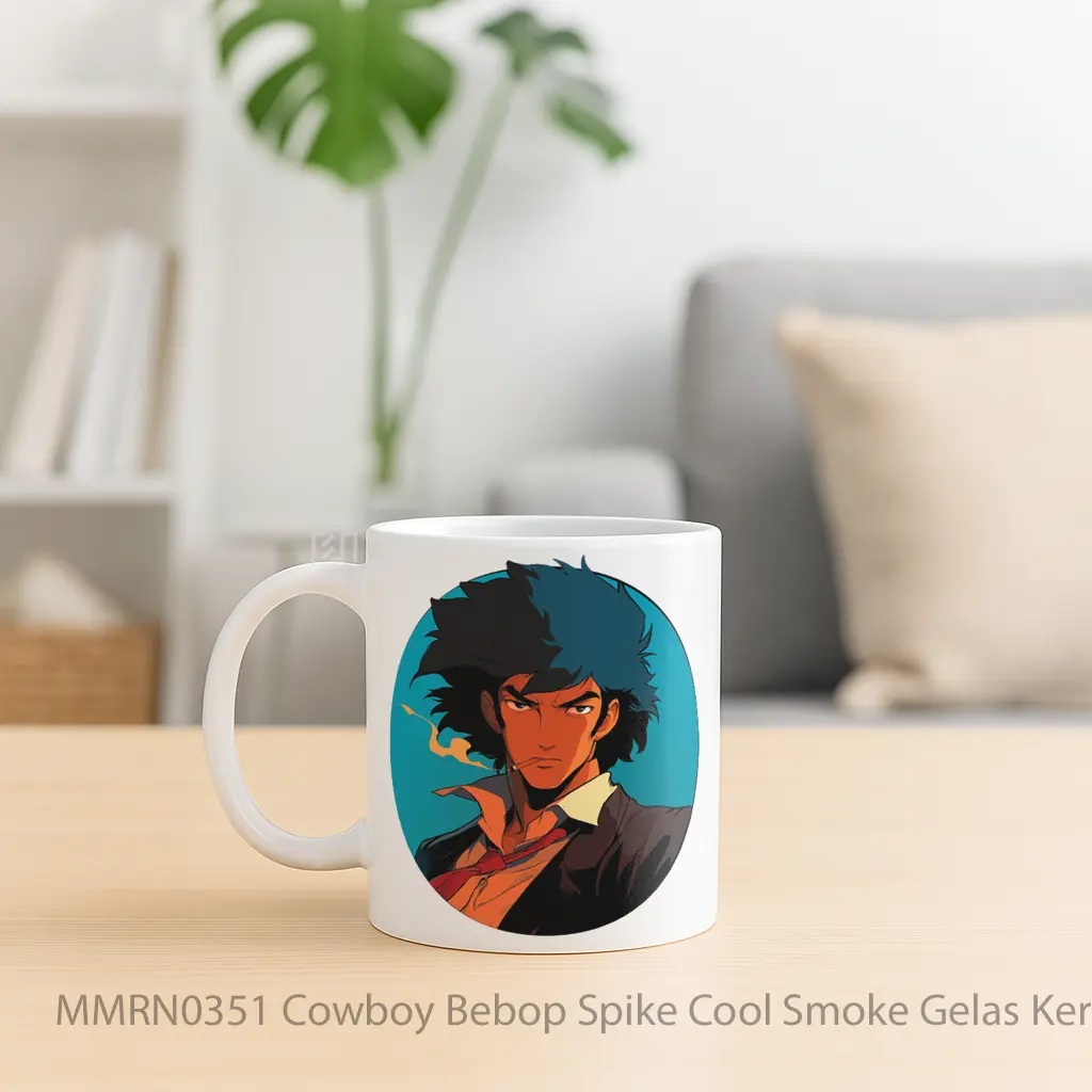 Cowboy Bebop Spike Cool Smoke Gelas Keramik Mug - Sudut 2