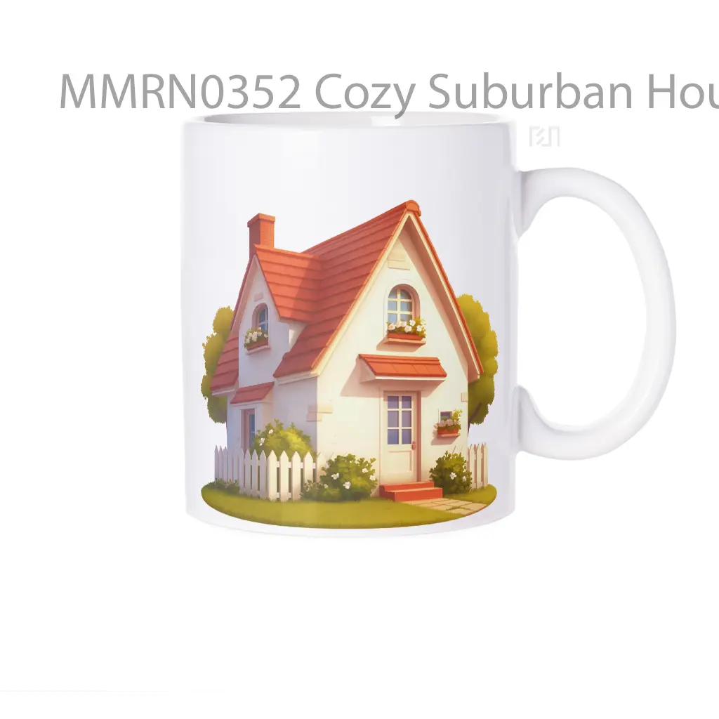 Cozy Suburban House Clipart Gelas Keramik Mug