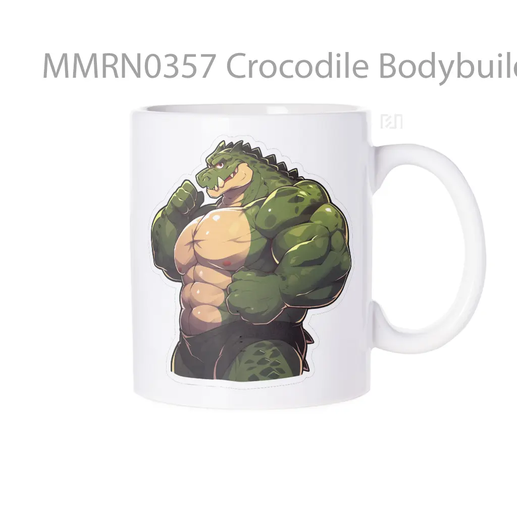 Crocodile Bodybuilder Cartoon Gelas Keramik Mug