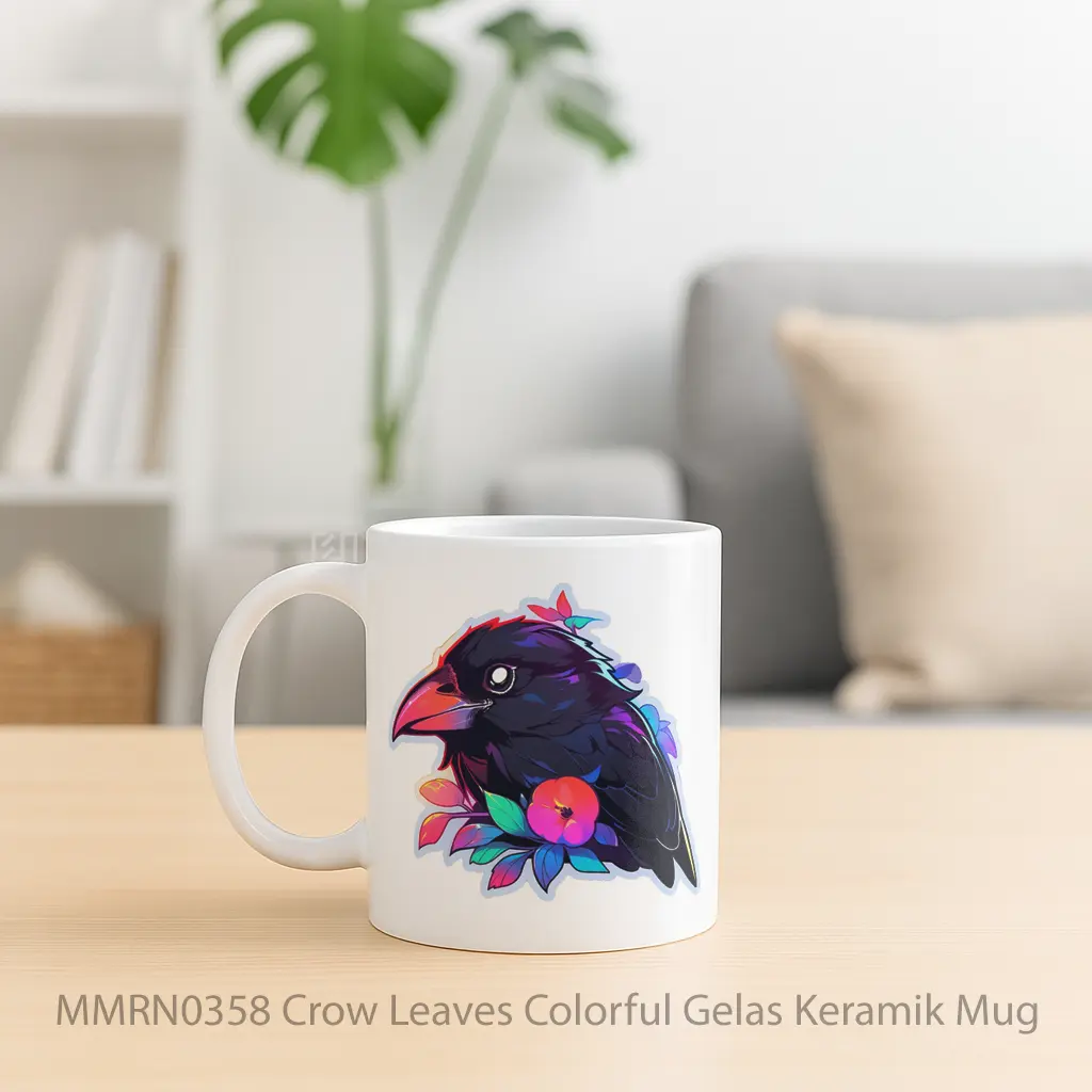 Crow Leaves Colorful Gelas Keramik Mug - Sudut 2