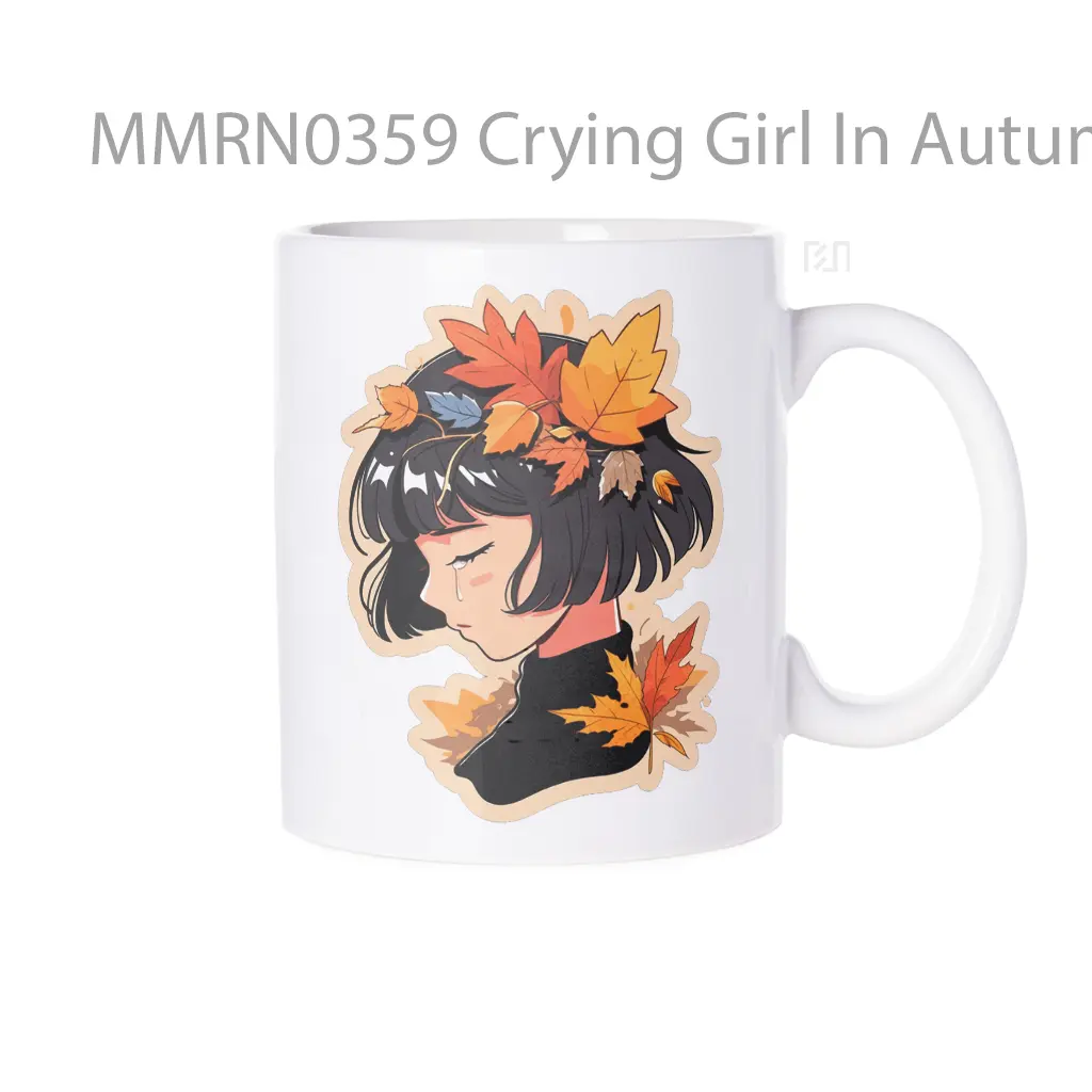 Crying Girl In Autumn Leaves Gelas Keramik Mug