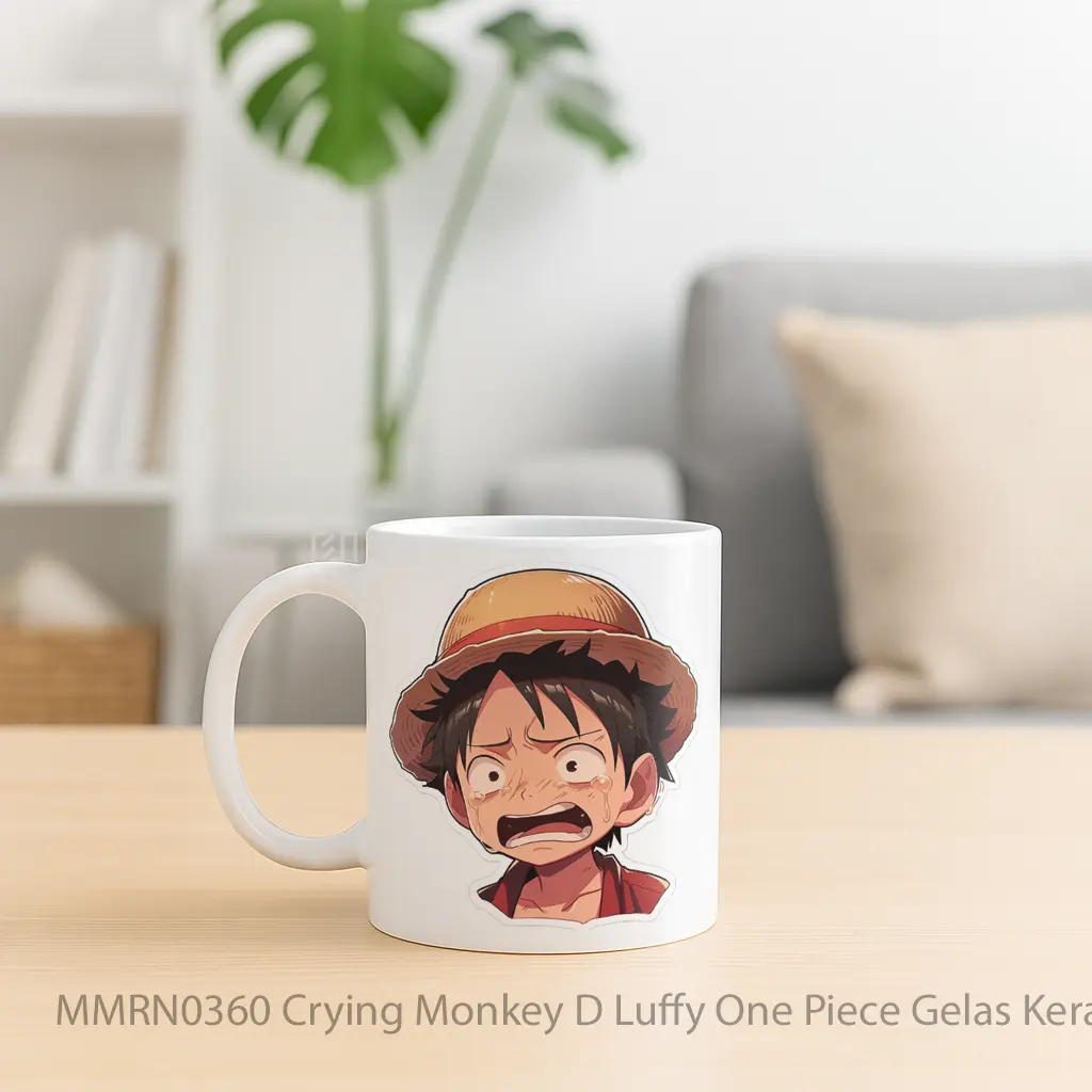 Crying Monkey D Luffy One Piece Gelas Keramik Mug - Sudut 2
