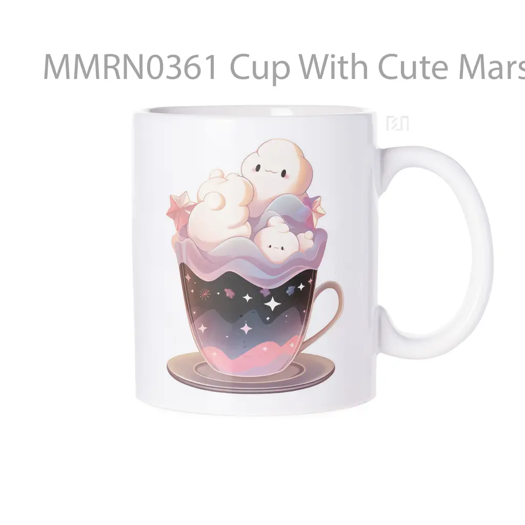 Cup With Cute Marshmallows Gelas Keramik Mug