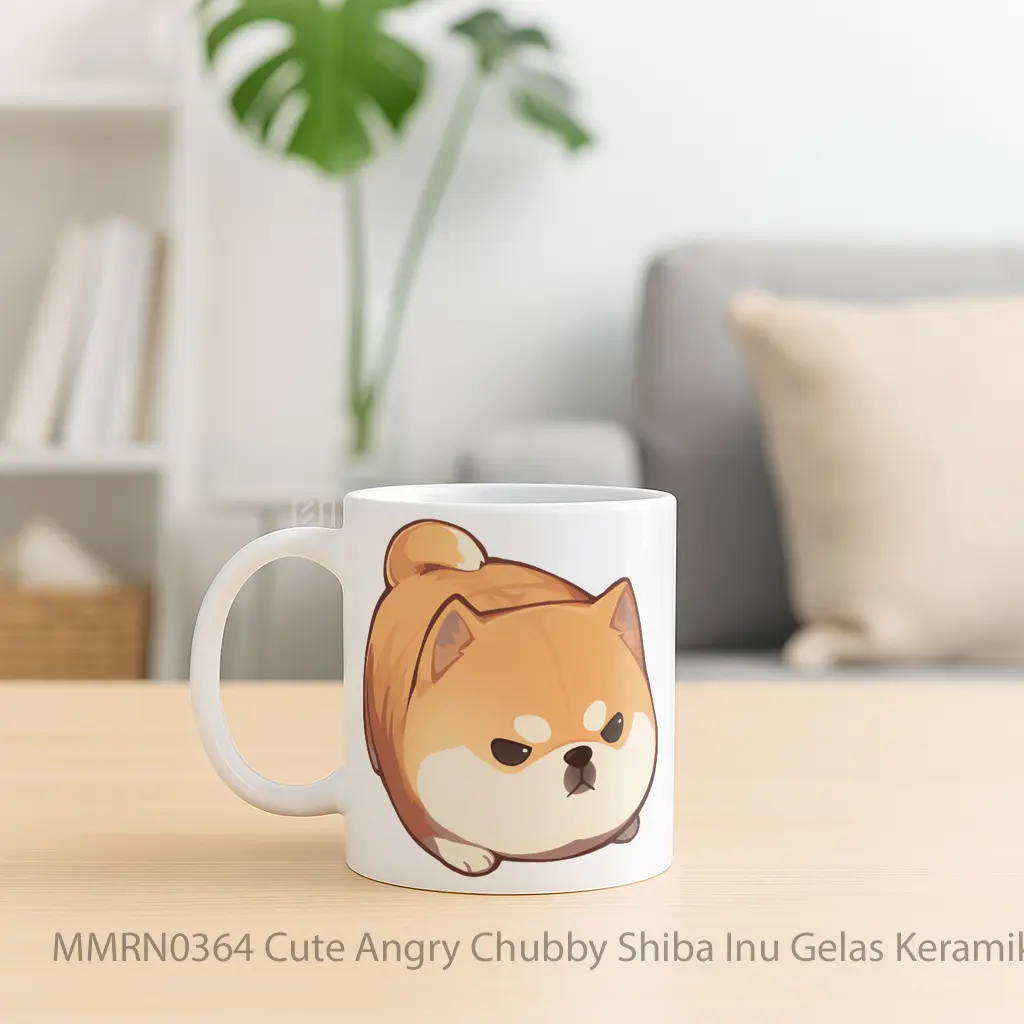 Cute Angry Chubby Shiba Inu Gelas Keramik Mug - Sudut 2