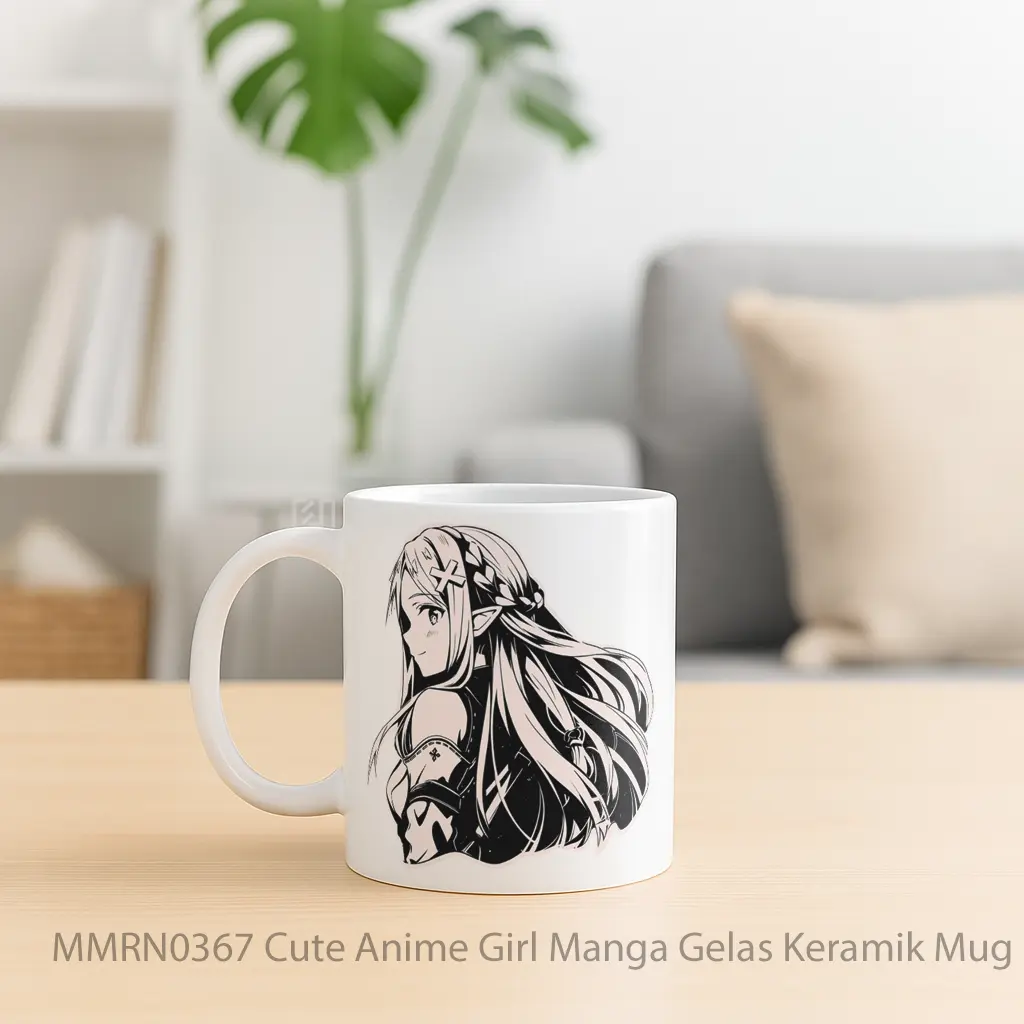 Cute Anime Girl Manga Gelas Keramik Mug - Sudut 2