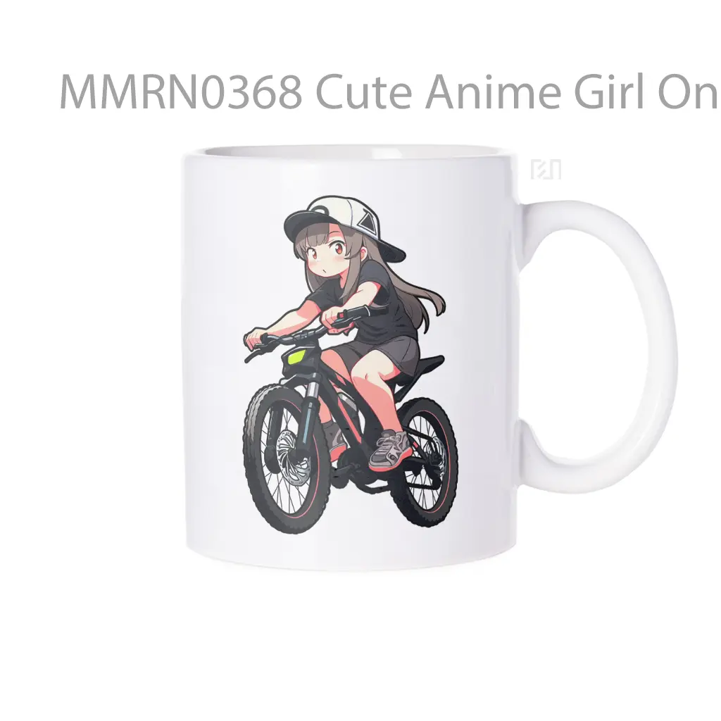Cute Anime Girl On Mountain Bike Gelas Keramik Mug