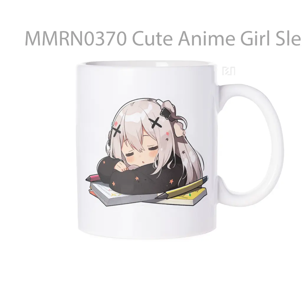 Cute Anime Girl Sleeping On Homework Gelas Keramik Mug