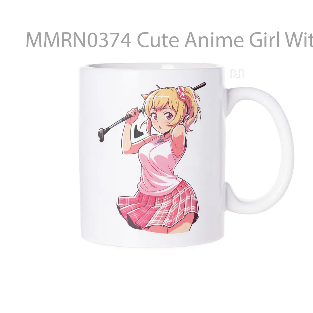 Cute Anime Girl With Golf Club Gelas Keramik Mug