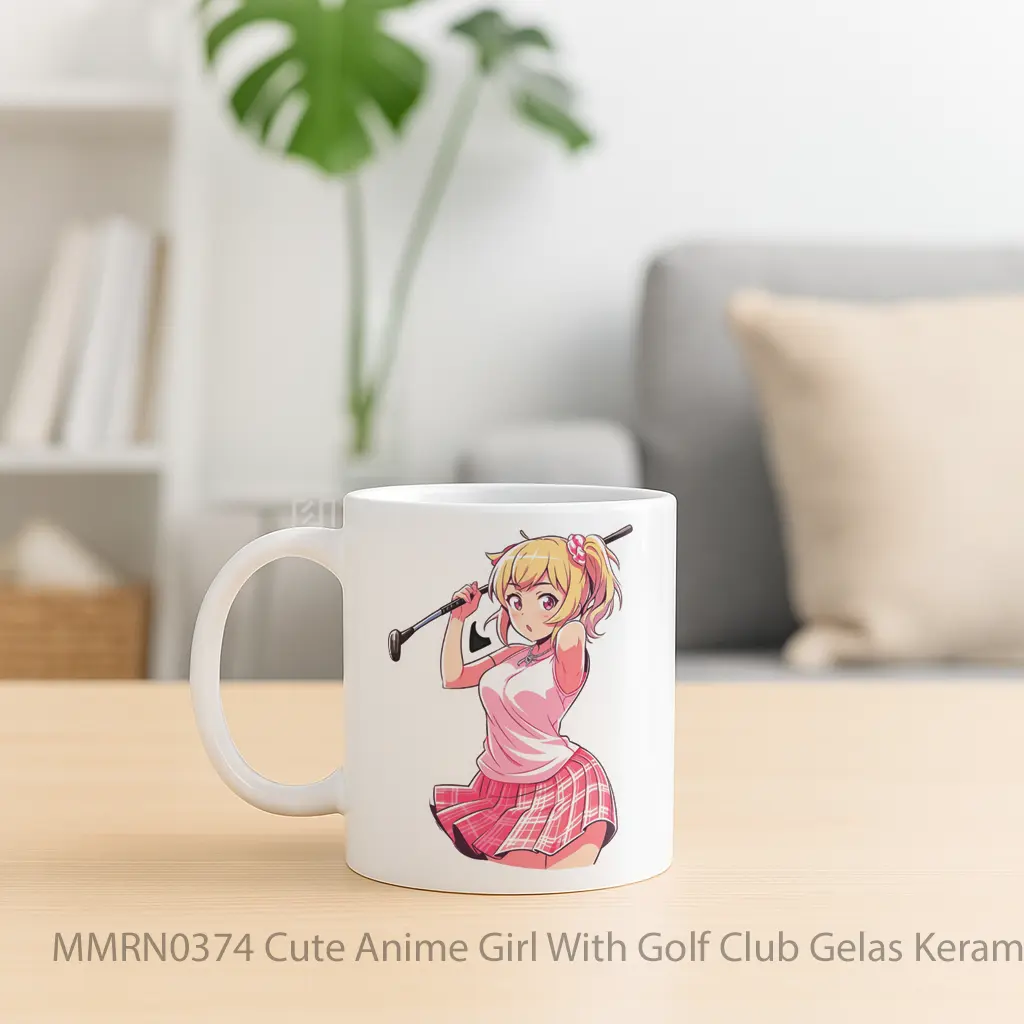 Cute Anime Girl With Golf Club Gelas Keramik Mug - Sudut 2