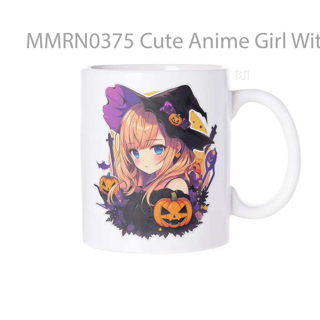 Cute Anime Girl With Pumpkins Halloween Gelas Keramik Mug