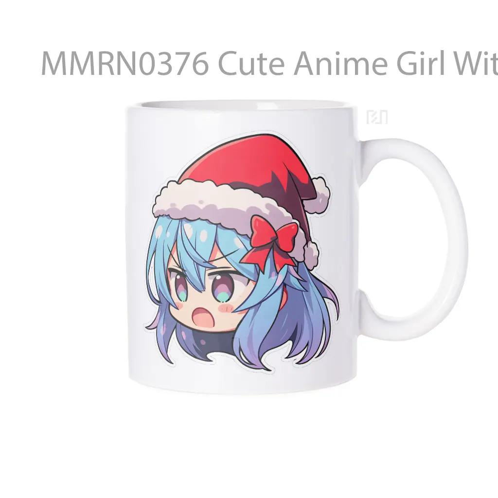 Cute Anime Girl With Santa Hat Gelas Keramik Mug