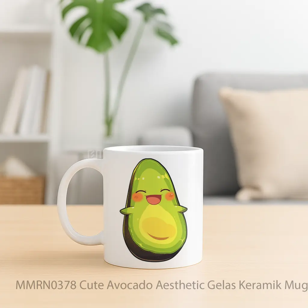 Cute Avocado Aesthetic Gelas Keramik Mug - Sudut 2
