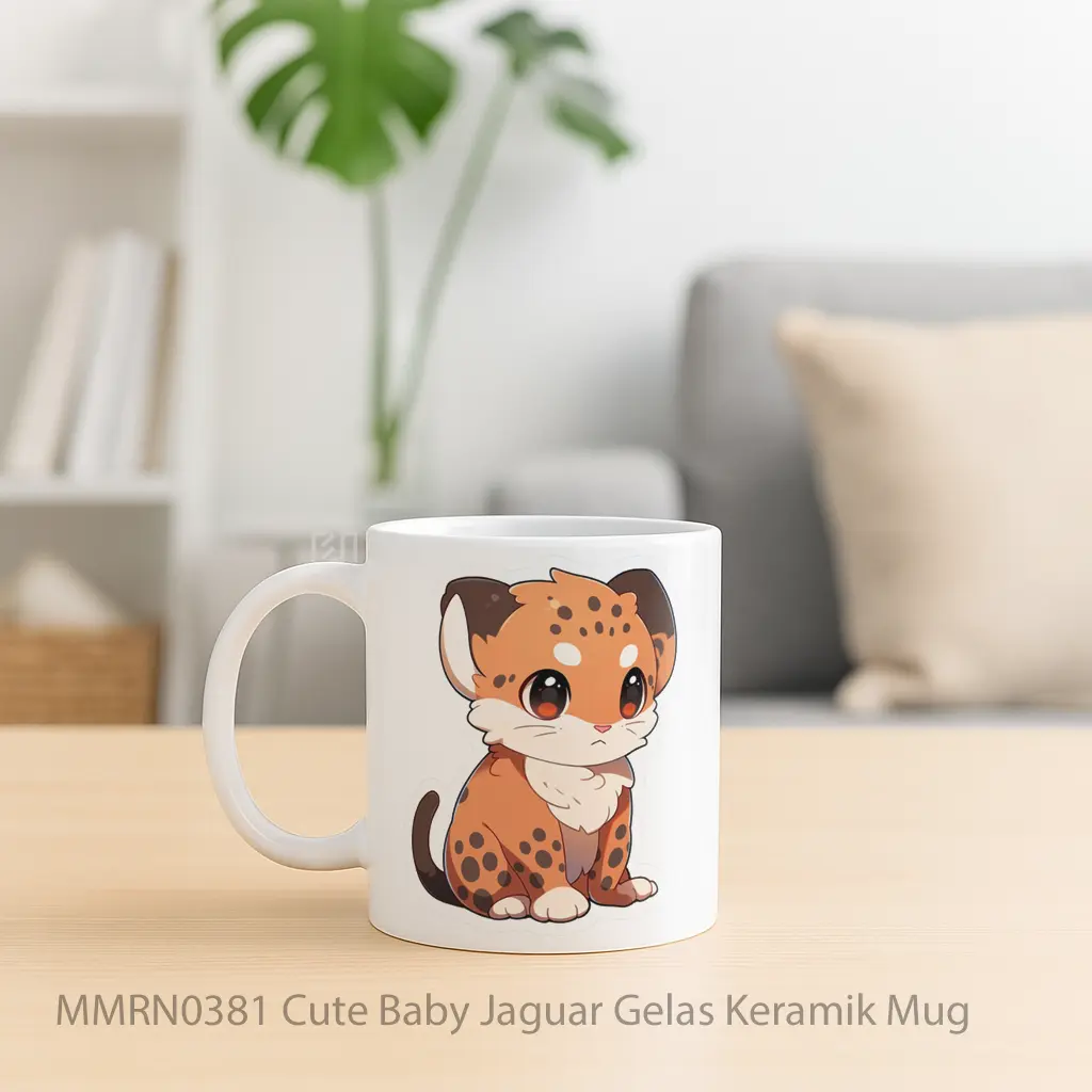 Cute Baby Jaguar Gelas Keramik Mug - Sudut 2