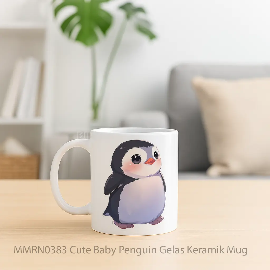 Cute Baby Penguin Gelas Keramik Mug - Sudut 2