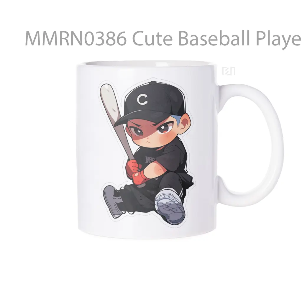 Cute Baseball Player Sitting With Bat In Hands Gelas Keramik Mug