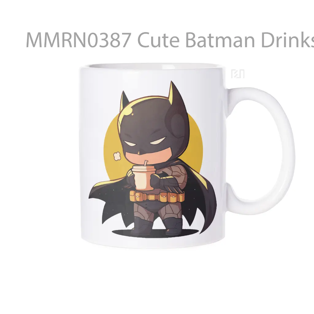 Cute Batman Drinks Coffee Gelas Keramik Mug