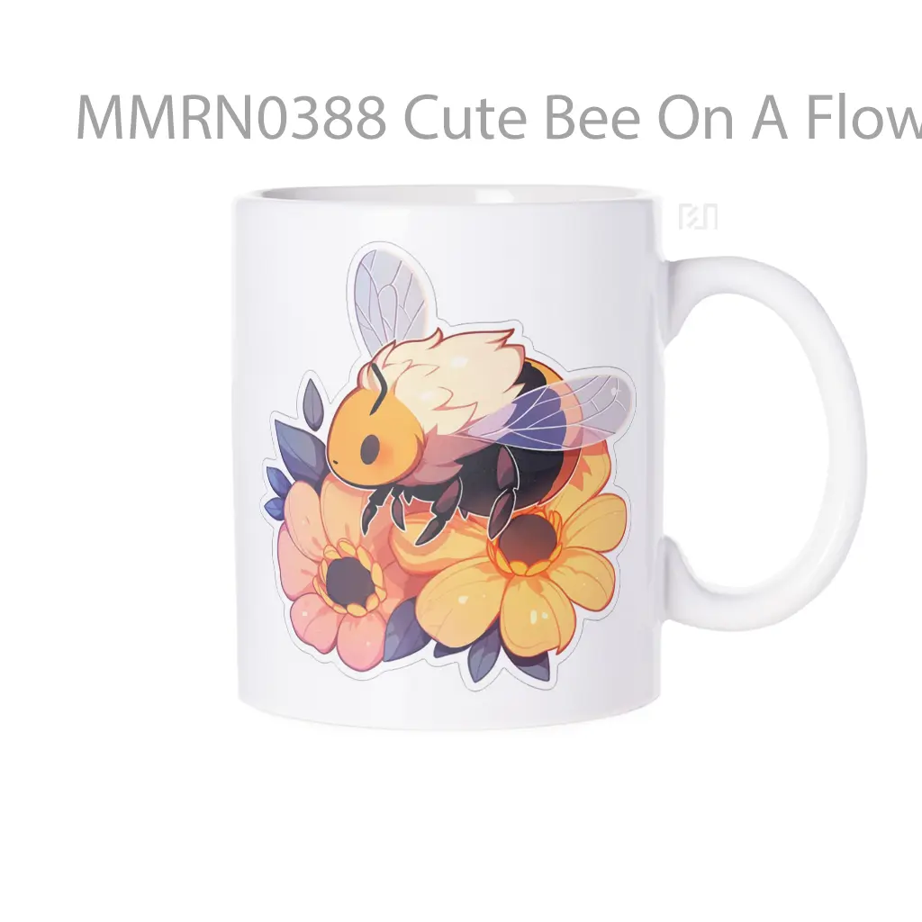 Cute Bee On A Flowers Gelas Keramik Mug