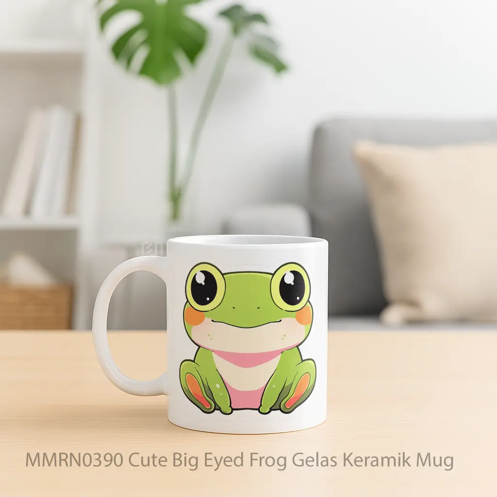 Cute Big Eyed Frog Gelas Keramik Mug - Sudut 2
