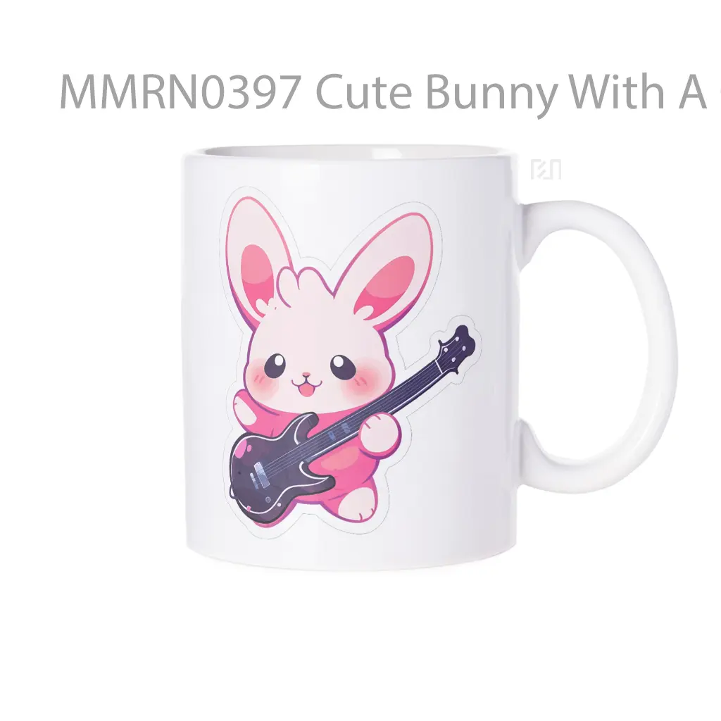 Cute Bunny With A Guitar Gelas Keramik Mug