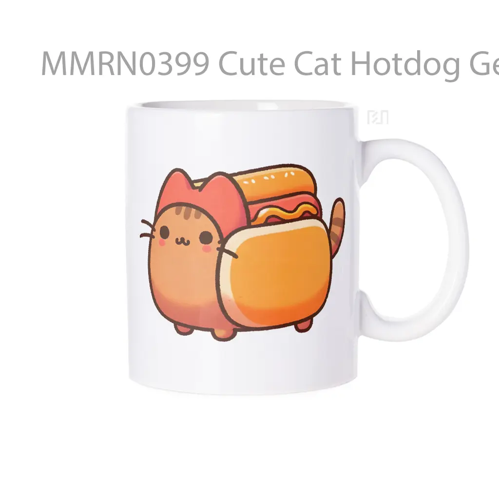 Cute Cat Hotdog Gelas Keramik Mug