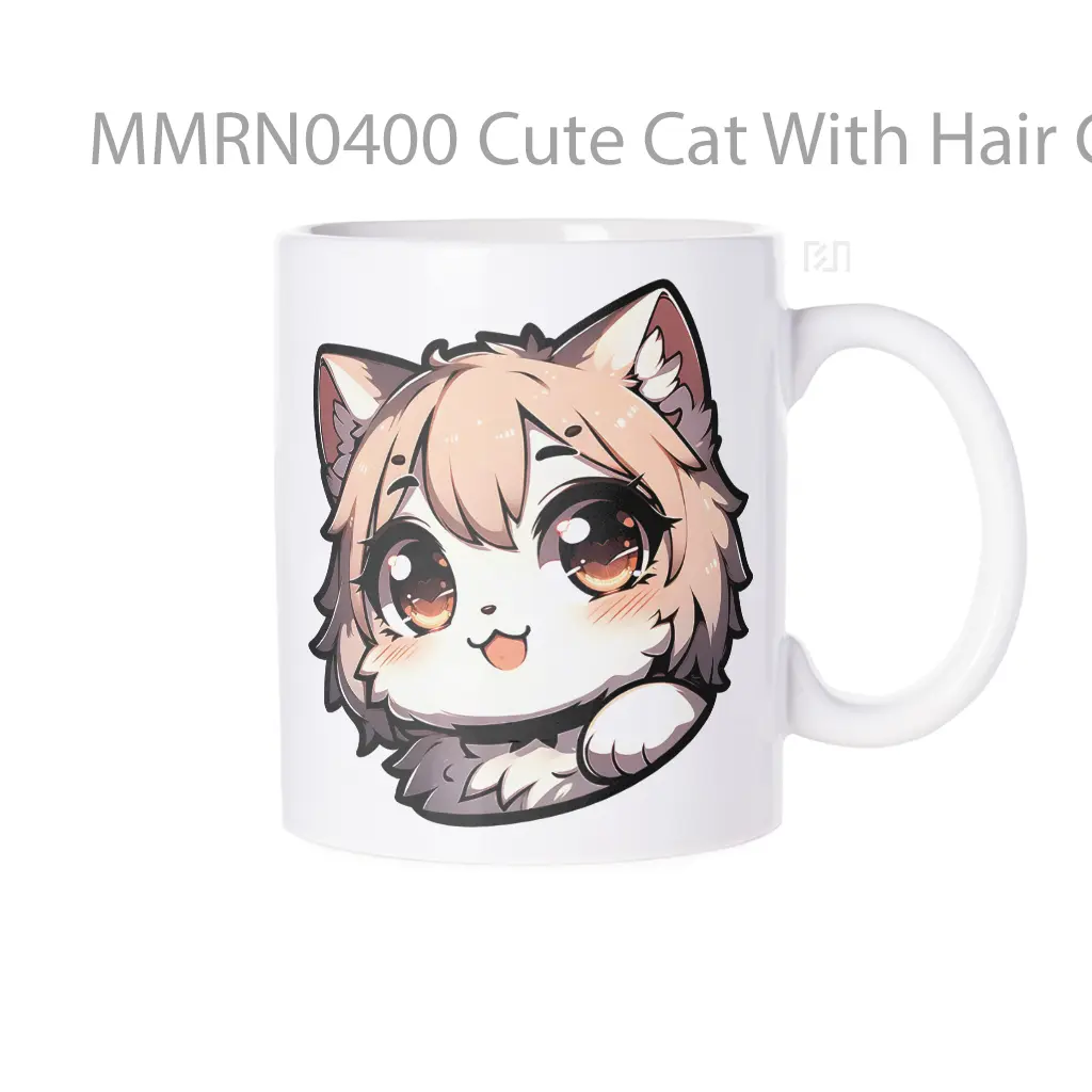 Cute Cat With Hair Gelas Keramik Mug