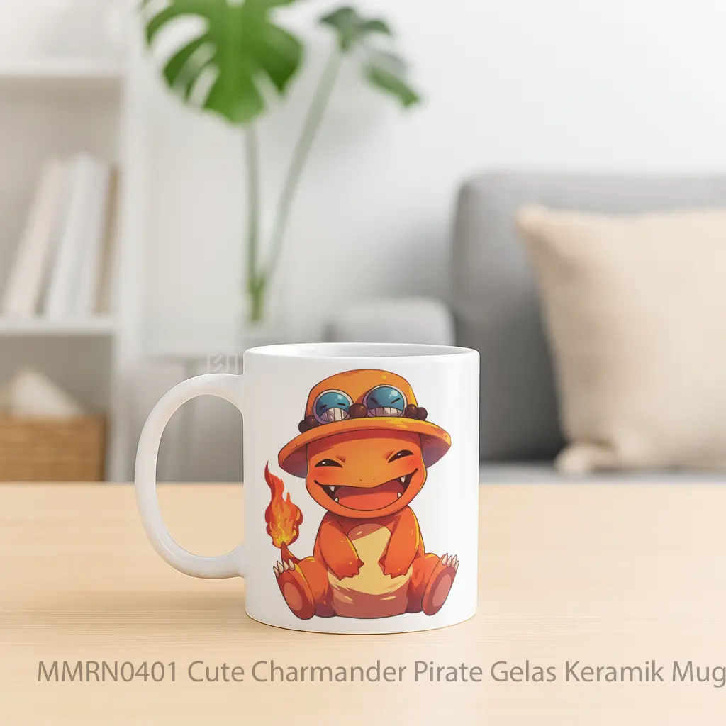 Cute Charmander Pirate Gelas Keramik Mug - Sudut 2