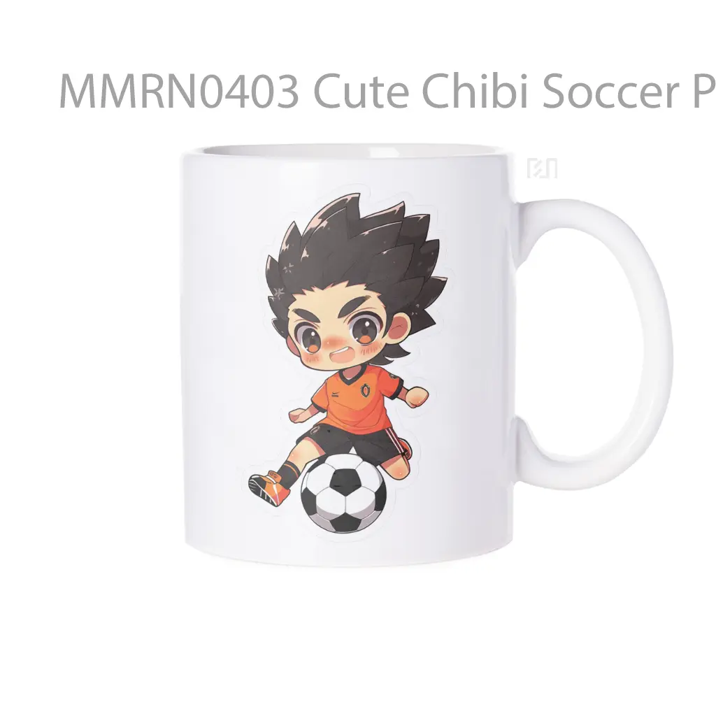Cute Chibi Soccer Player Kick The Ball Gelas Keramik Mug