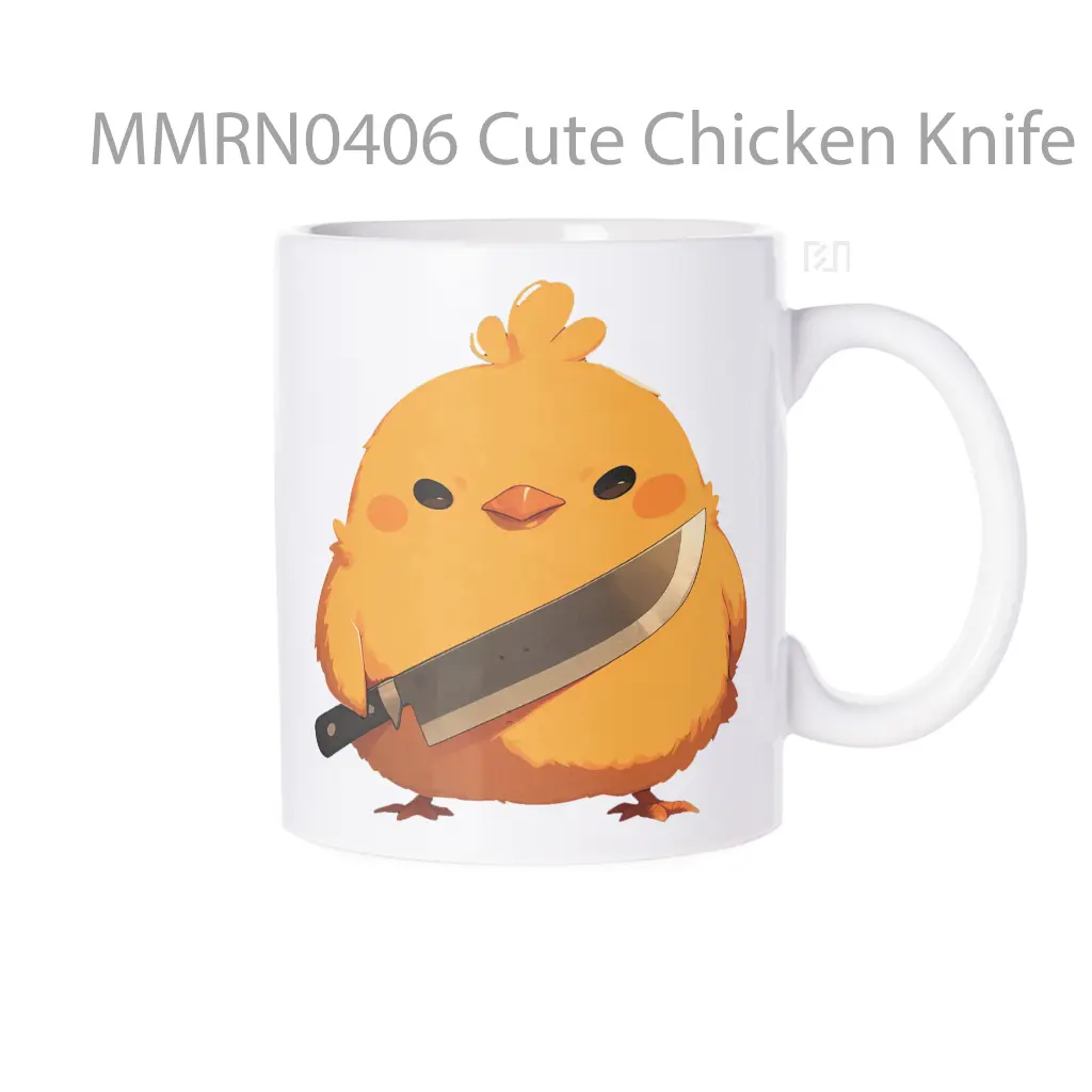 Cute Chicken Knife Menace Gelas Keramik Mug