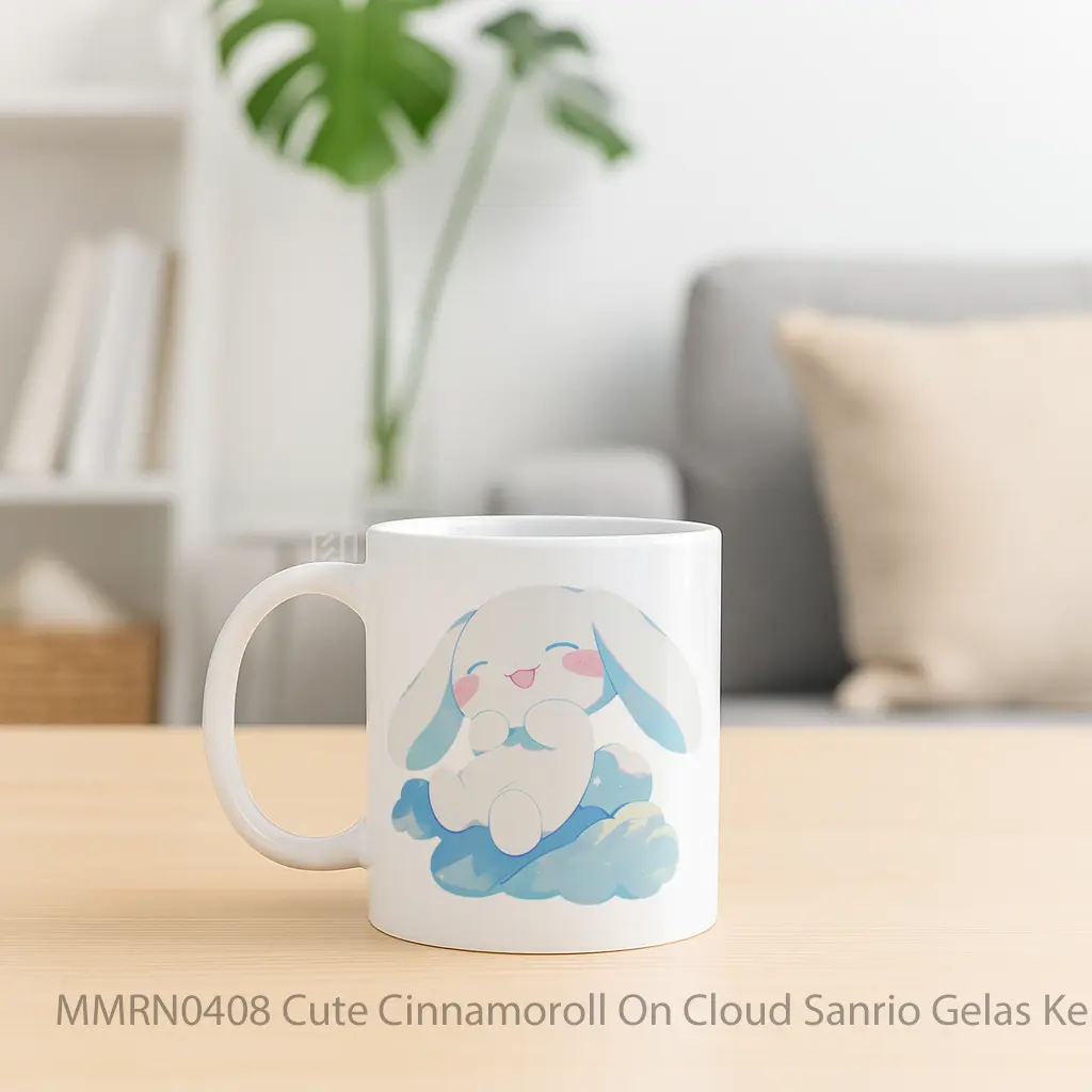 Cute Cinnamoroll On Cloud Sanrio Gelas Keramik Mug - Sudut 2